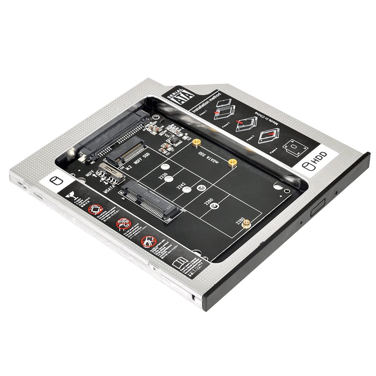 NFHK MSATA NGFF B/M-Key SSD to Slimline SATA 13Pin Black CD-ROM MSATA+NGFF