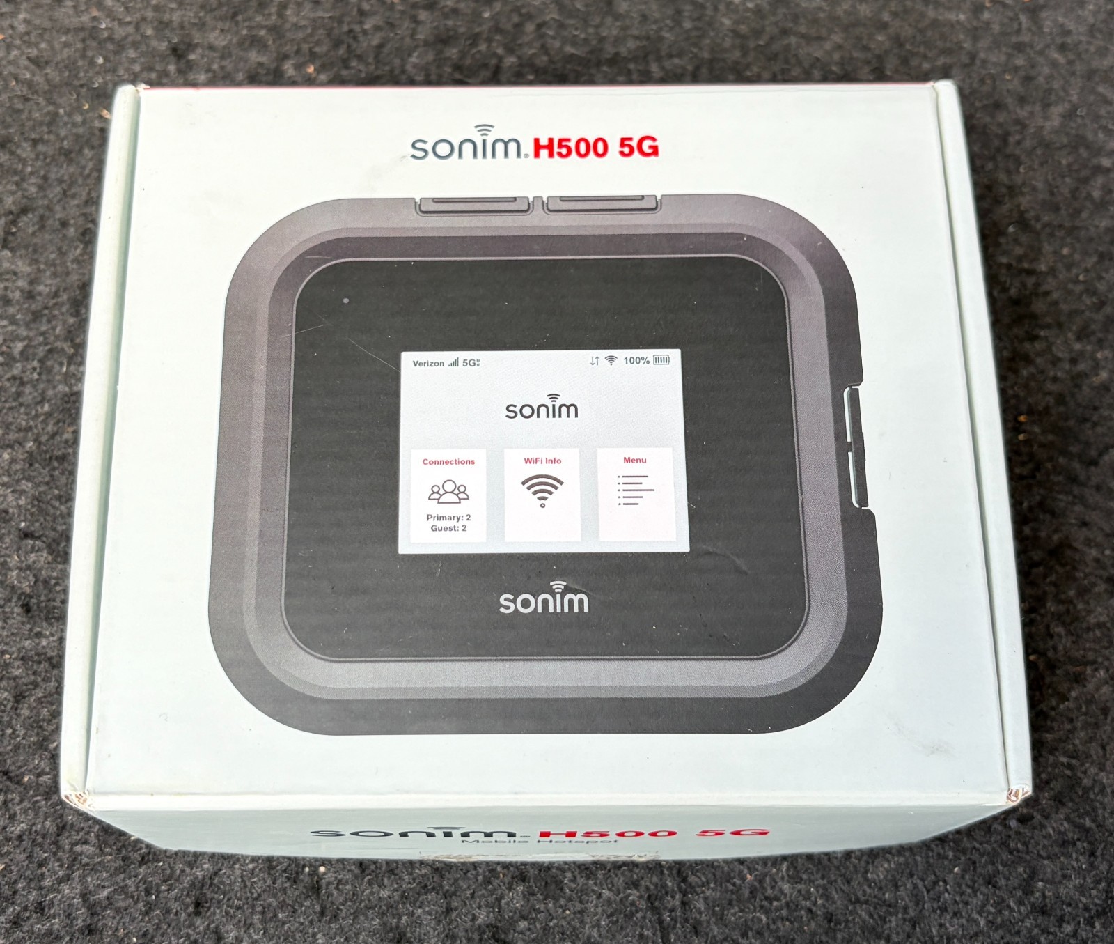 Sonim H500 5G Mobile Hotspot Modem Wi-Fi 6E 1Gbps Black Verizon EMBDSIM5GSA