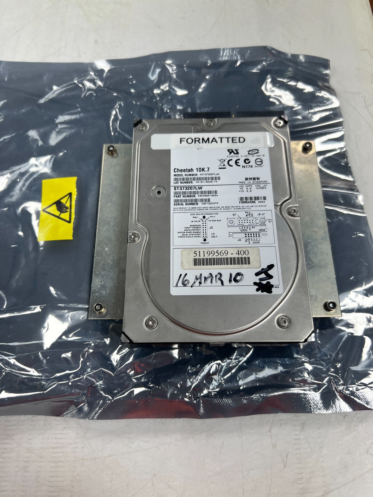 👀 SEAGATE CHEETAH 10K.7 INTERNAL HARD DRIVE F/W 0003 73GB ST373207LW