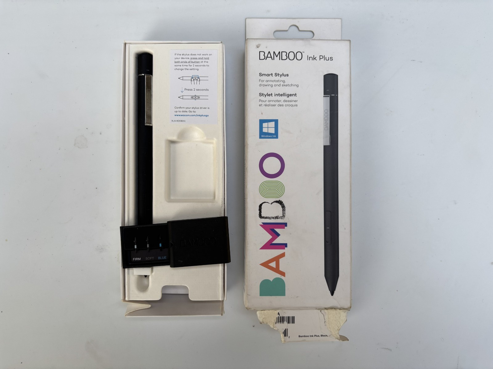 Wacom Bamboo Ink Plus CS322AK0A Smart Stylus Pen USB-C + Nibs Open Box