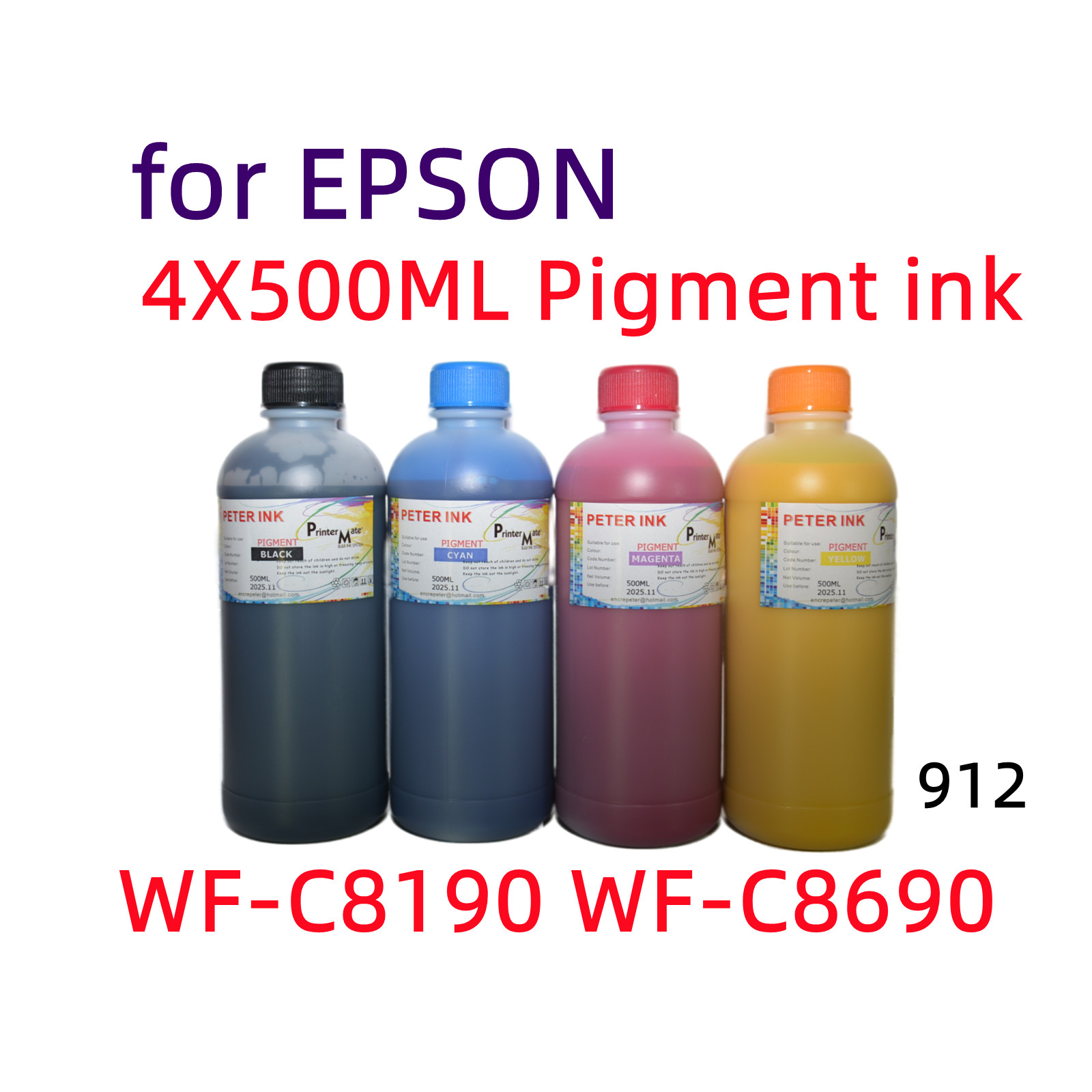 Premium Pigment ink for Workforce Pro WF-C8190 WF-C8690 912 XL XXL cartridge*