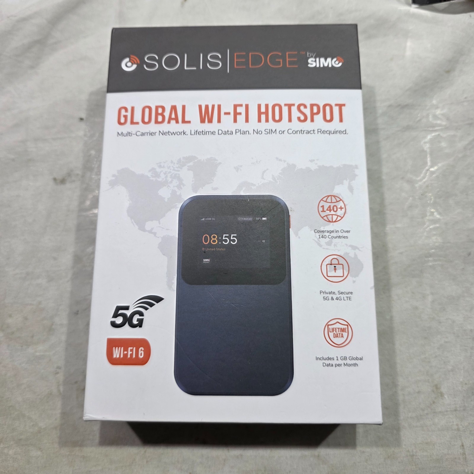 SIMO Solis Edge 5G Mobile Hotspot  w/ Lifetime Data - New Sealed - Fast Ship