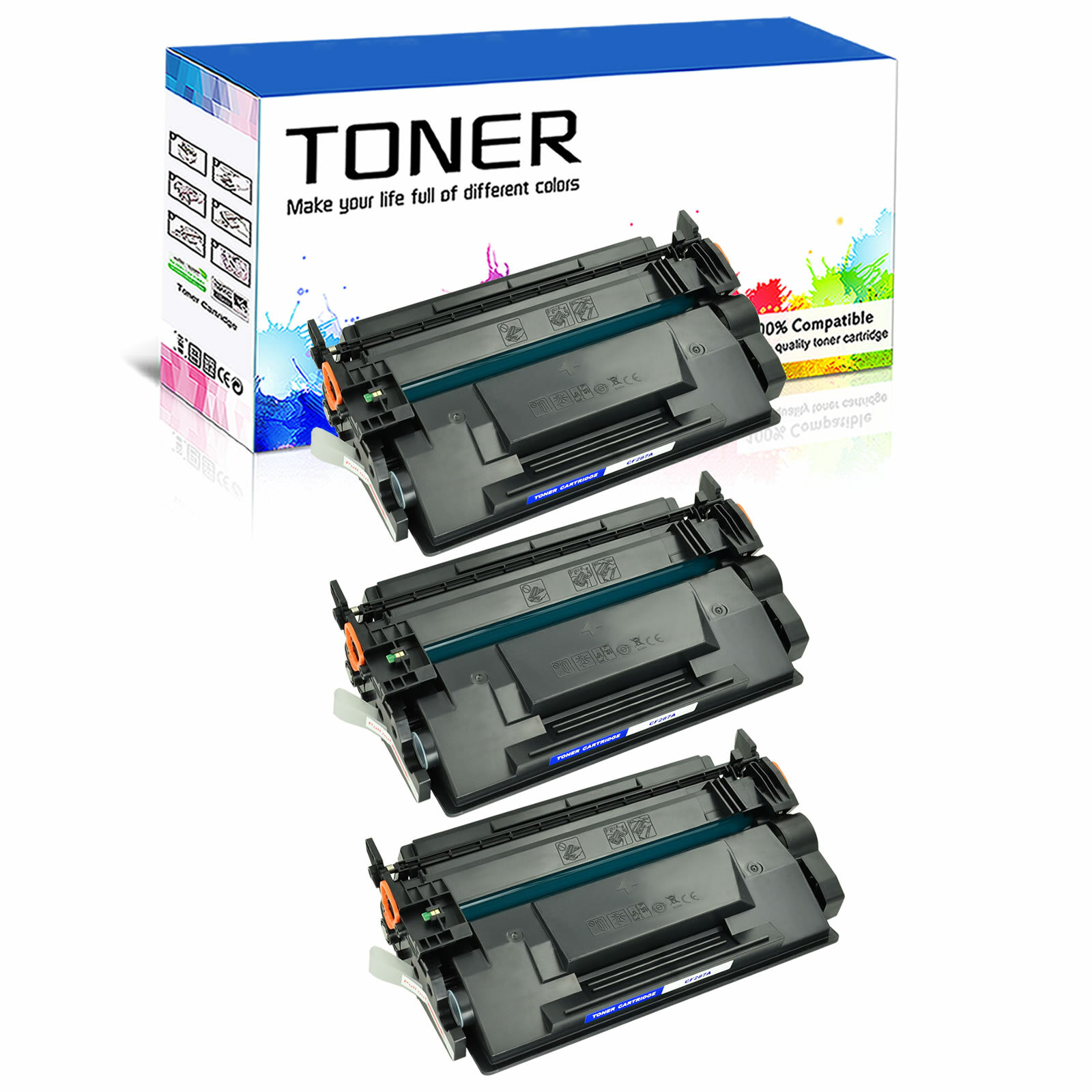 3 Pack - CF287A 87A Toner for HP LaserJet Pro MFP M527f / M506 M506n M506dn M501