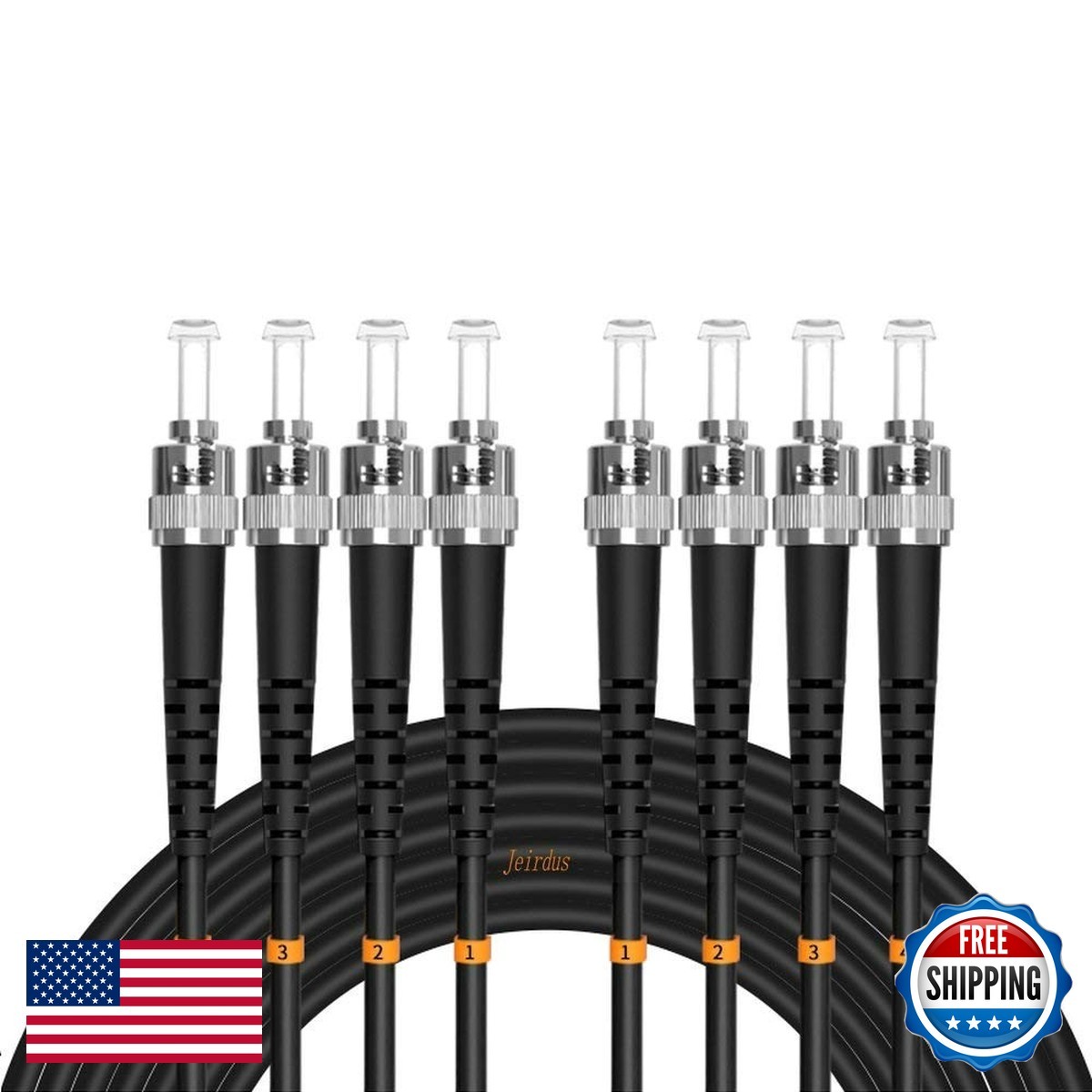 Jeirdus 100ft ST to ST Outdoor Armored 4 Core Singlemode 9/125 Fiber Optic Cable
