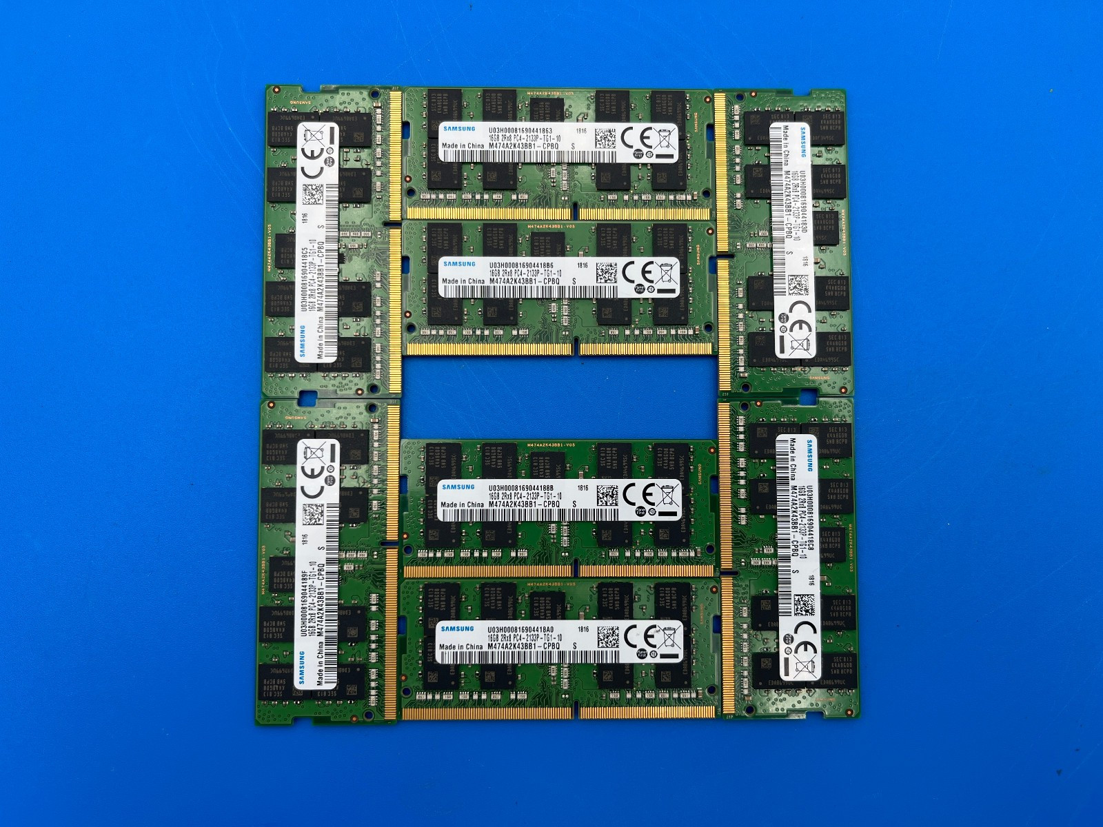 Lot of 8 - 16GB DDR-4 2133P MHz ECC SO-DIMM Samsung M474A2K43BB1-CPBQ