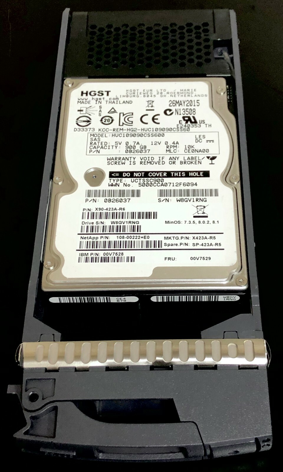 0B26037 IBM 00V7529 NETAPP X423A-R5 900GB 10K 6GBPS SAS 2.5'' 00V7528