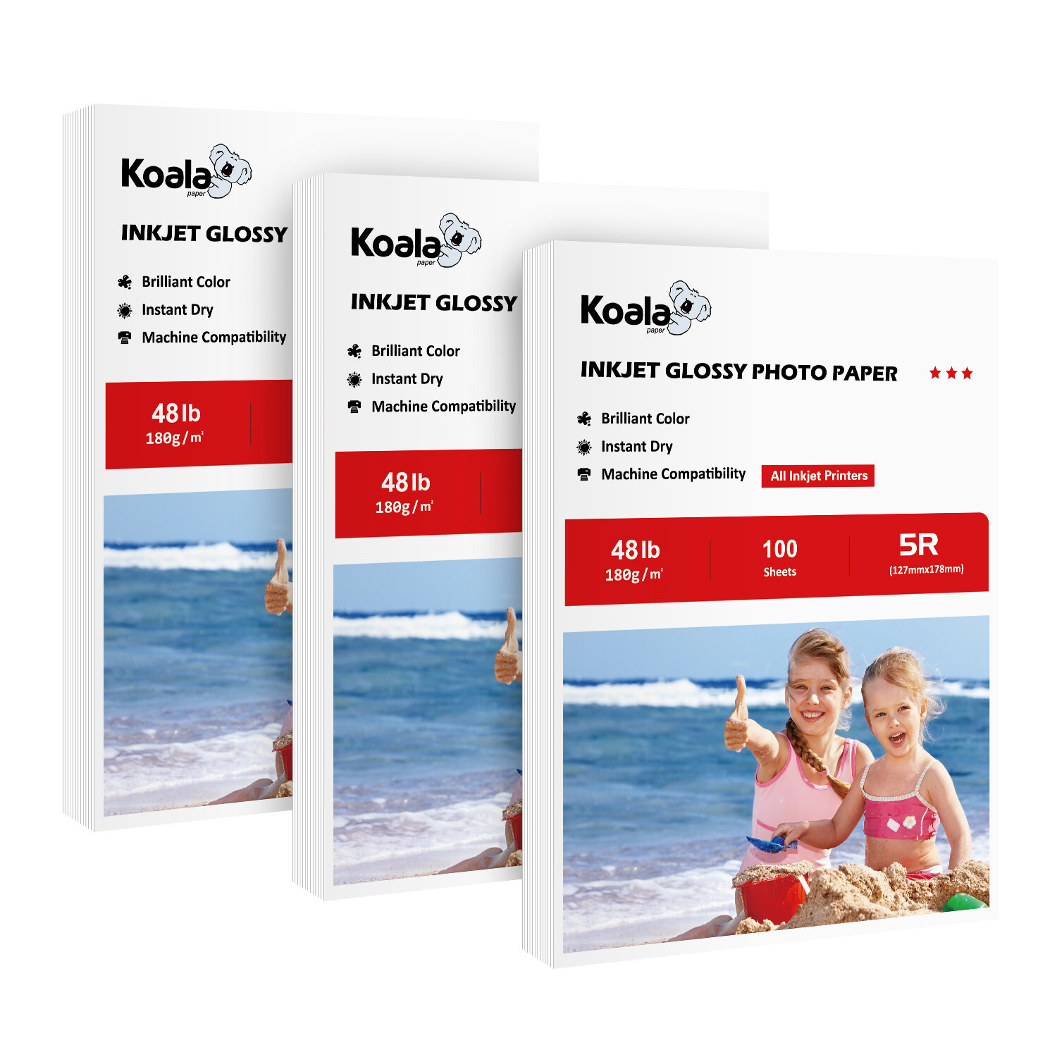 300 Sheets Koala Premium Photo Paper 5x7 Glossy 48lb 180g Inkjet Epsn. HP Canon