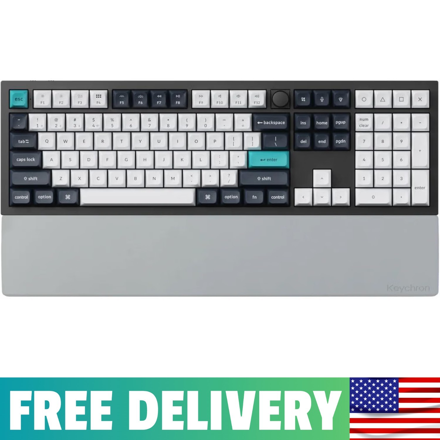 Keychron Gray Silicone Wrist & Palm Rest – 17.6" Full Size for K10 Pro / K10 ...