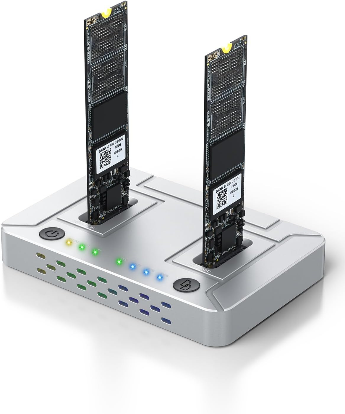 M.2 SSD Cloner, 20Gbps Dual-Bay Offline Duplicator | USB-C Docking Station, Alum