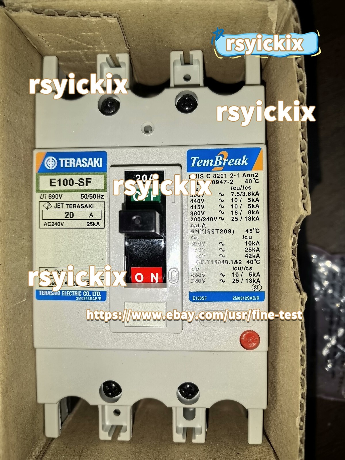 1pcs TERASAKI Circuit Breaker E100-SF 3P 20A