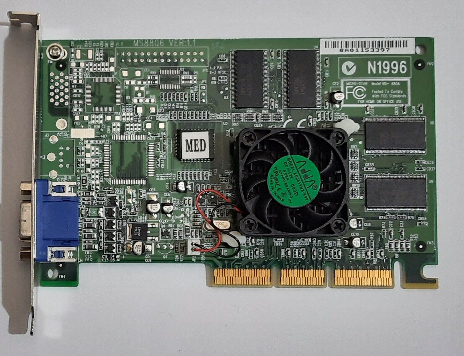 MSI Starburst 32 AGP Graphics Card (32MB, Nvidia TNT2 Pro, MS-8806, Retro, 2000)