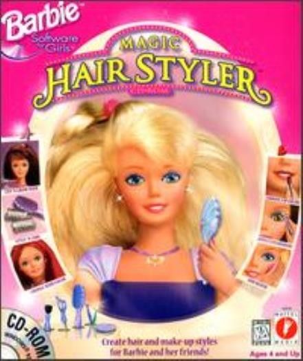 Barbie Magic Hair Styler PC CD girls doll beauty salon color hair makeup game