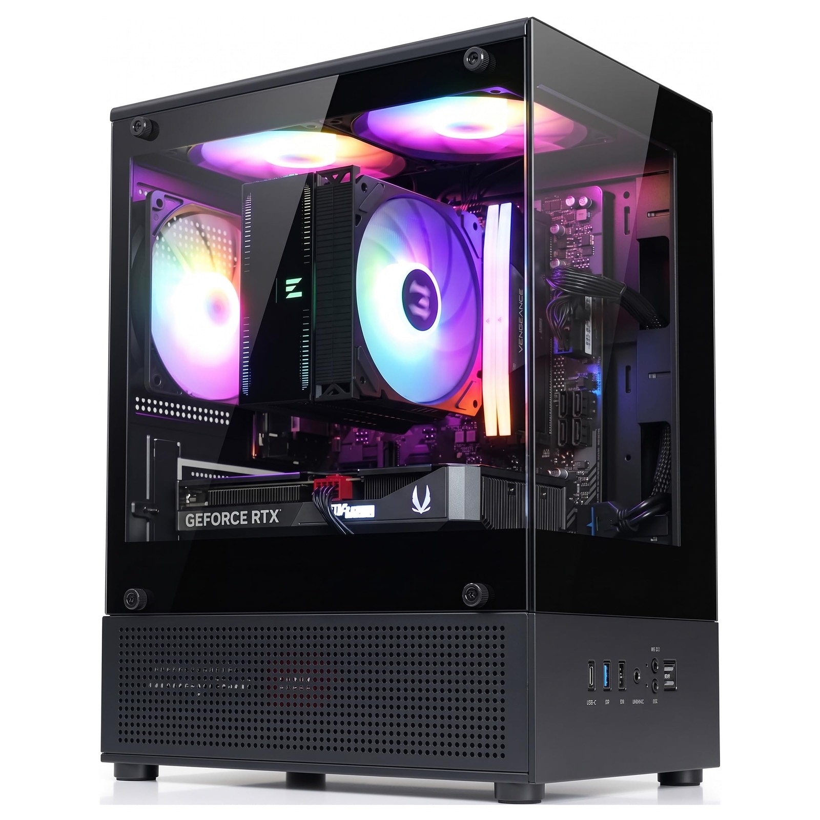 Micro-ATX Compact Mini Tower Gaming PC Case, Black