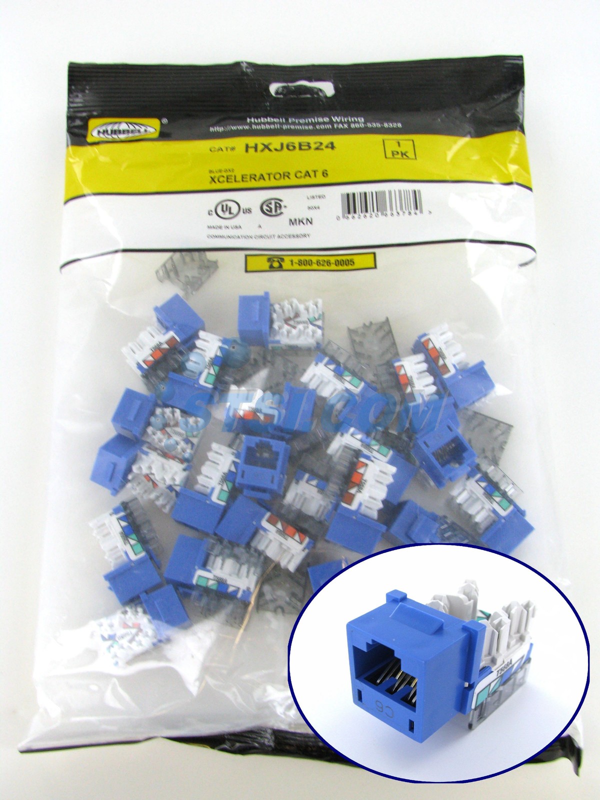Hubbell HXJ6B24 NextSpeed XCelerator Cat6 Jack Module, Blue 24 Pack ~STSI