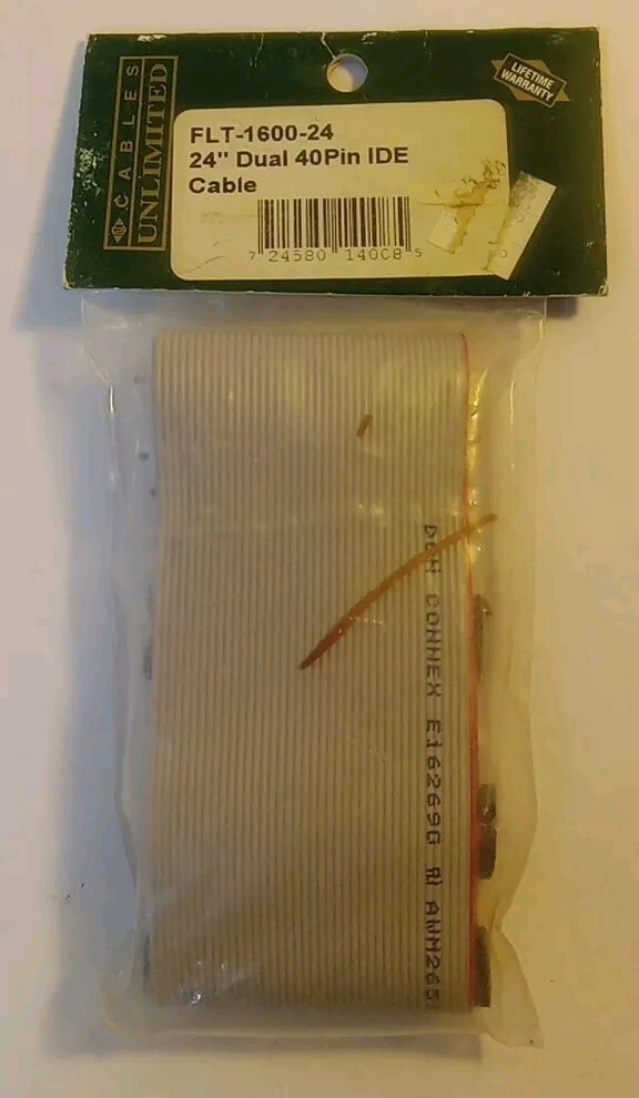 Cables Unlimited FLT-1600-24 24" Dual 40Pin IDE Cable NEW, UNOPENED