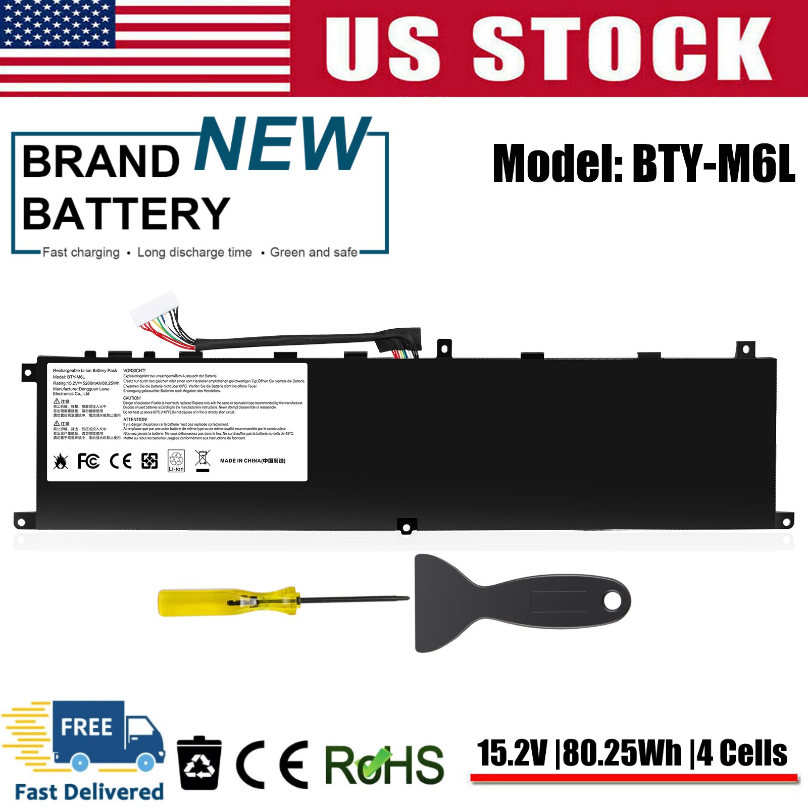 ✅BTY-M6L Battery For MSI GS65 P65 PS63 GS65 Stealth Thin 8RE 8SE 8SF MS-16Q2 NEW
