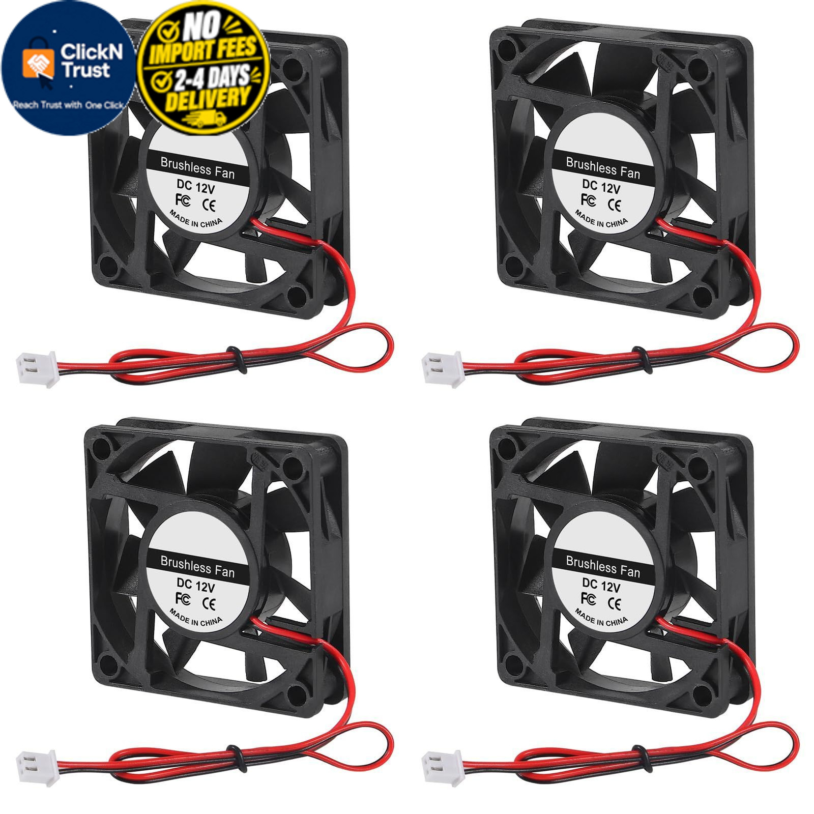 4Pcs 60mm x x15mm Brushless Cooling Fan - 6015 DC 12V 4pcs 6015 12v