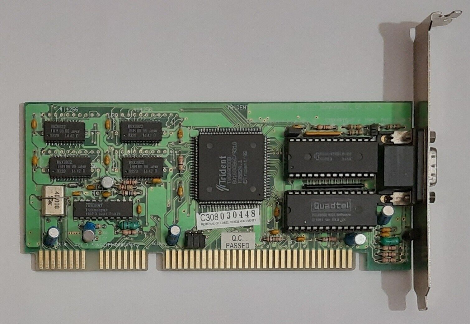 Trident 9016X2/4 LT2 REV. B ISA Graphics Card (TVGA9000B, 512KB, Retro, 1992)