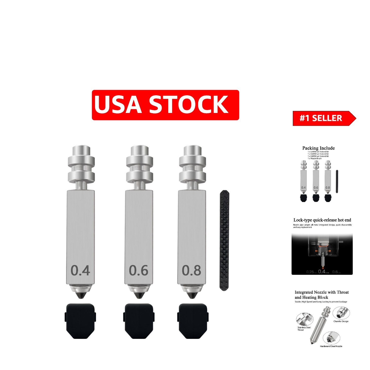 3D Printing Essential: Kobra X Nozzles 3PK with Quick-Detachable Design & Covers