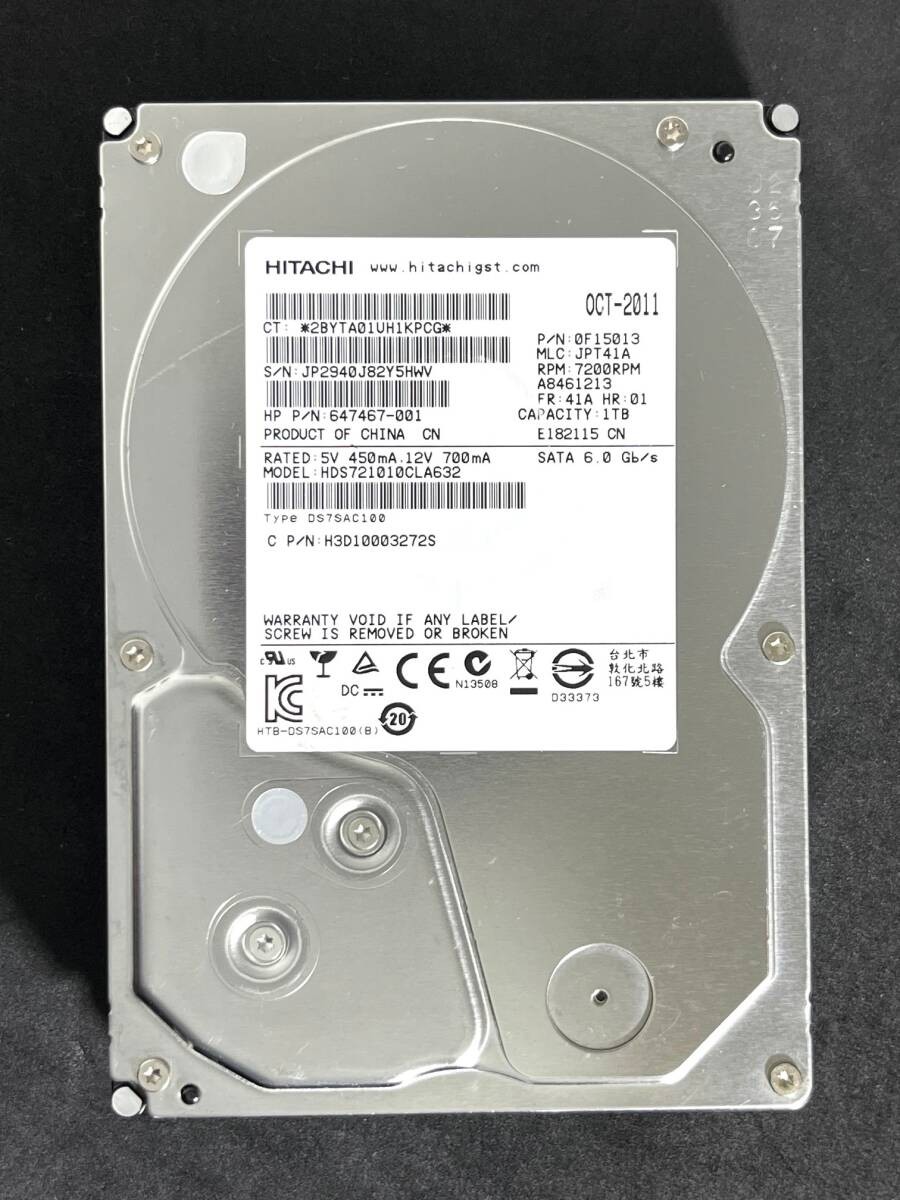 1TB  HDS721010CLA632 / HITACHI / HGST [ Usage time: 9658h ] 3.5 inch internal H