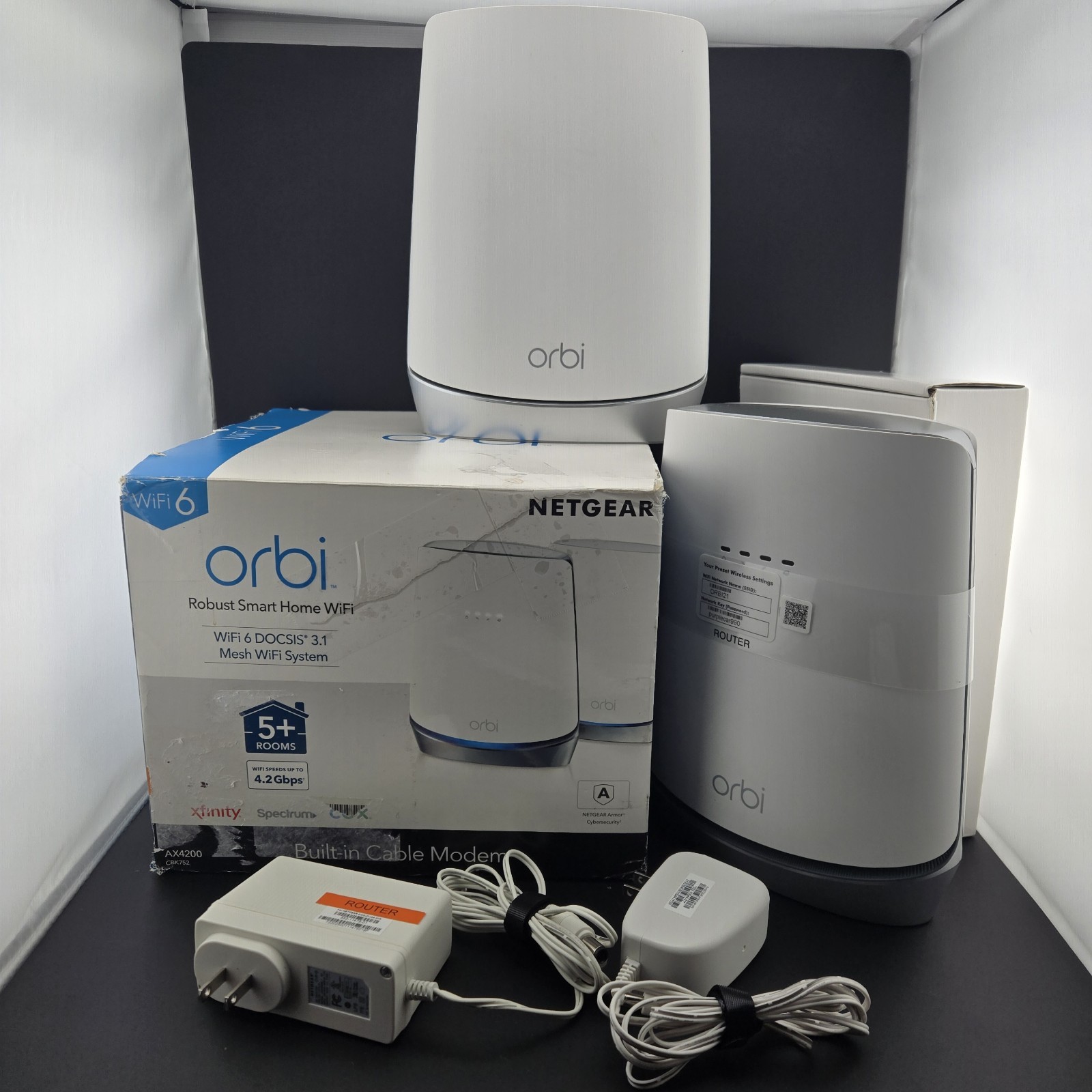 NETGEAR Orbi AX4200 Tri-Band Mesh WiFi 6 System Modem CBK752-100NAS (TESTED)