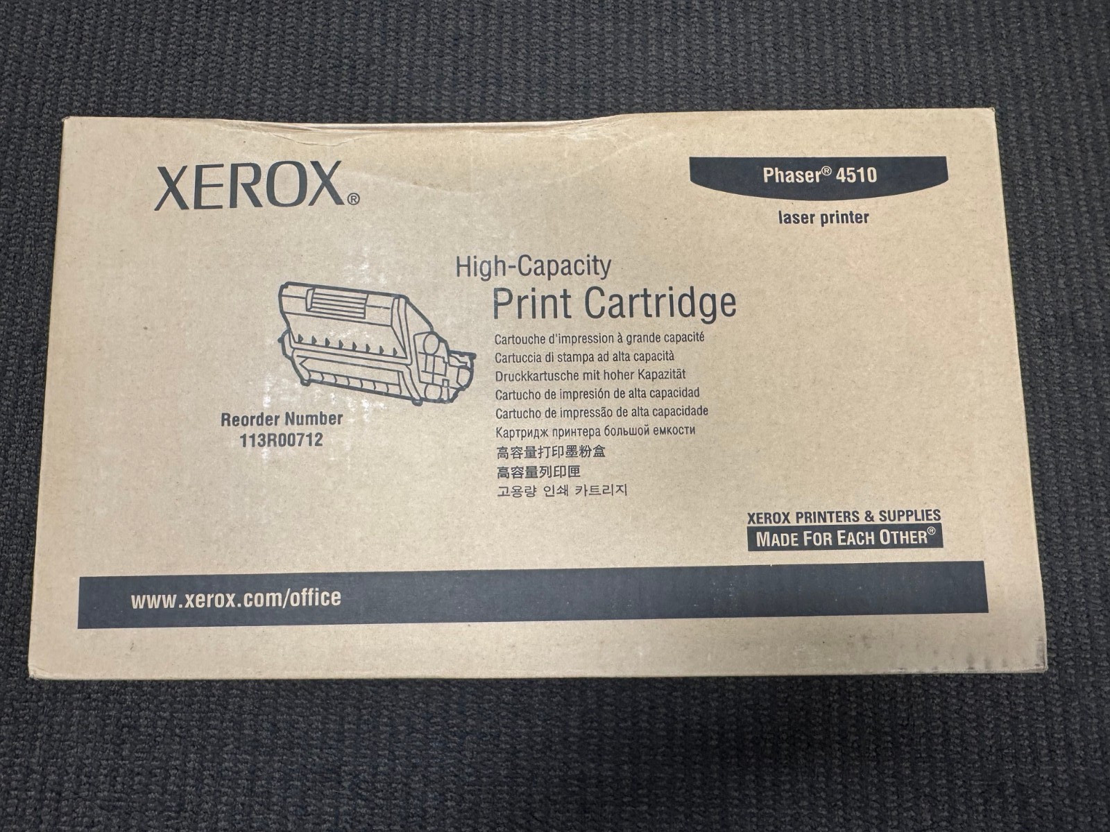 Genuine OEM Xerox Brand Phaser 4510 Toner  - DAMAGED SEALED BOX - 113R00712