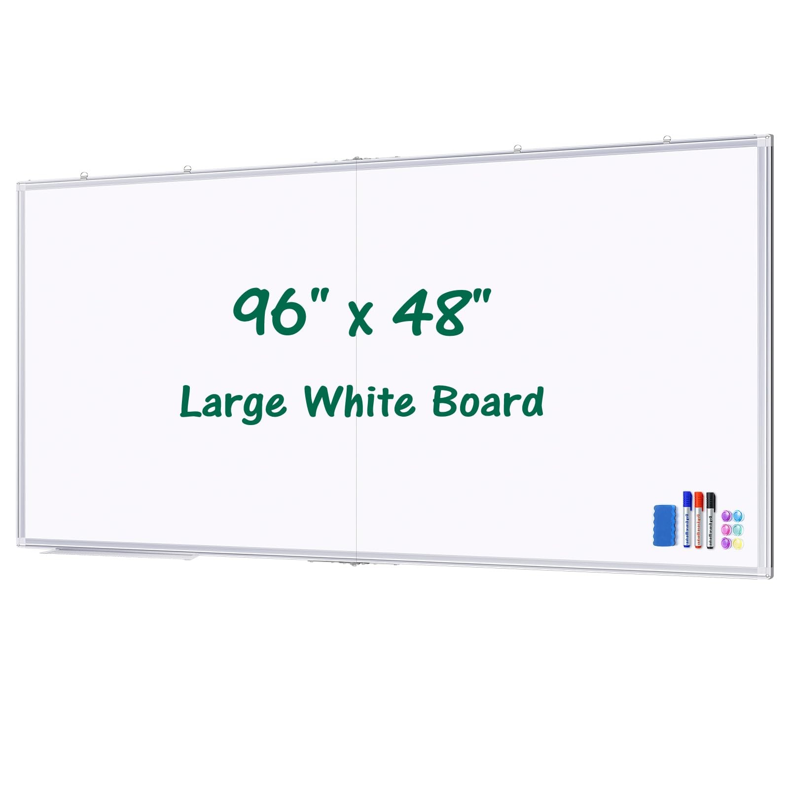 Whiteboard Wall Mount 96 x 48 Aluminum Frame White Magnetic