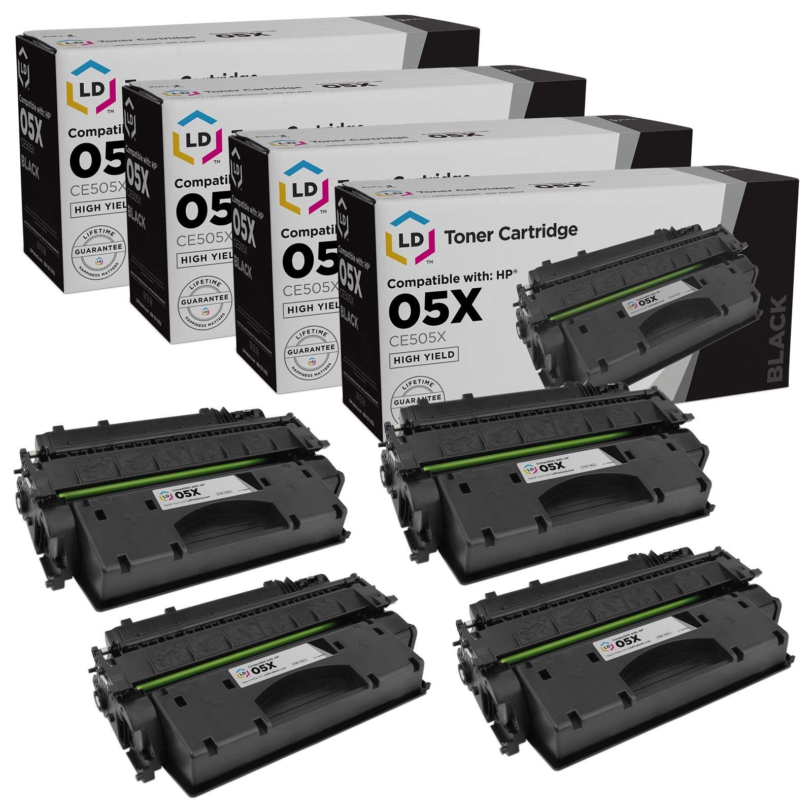 LD Comp Replacement 05X CE505X HY Black 4pk for HP Laserjet P2055d P2055dn P2055