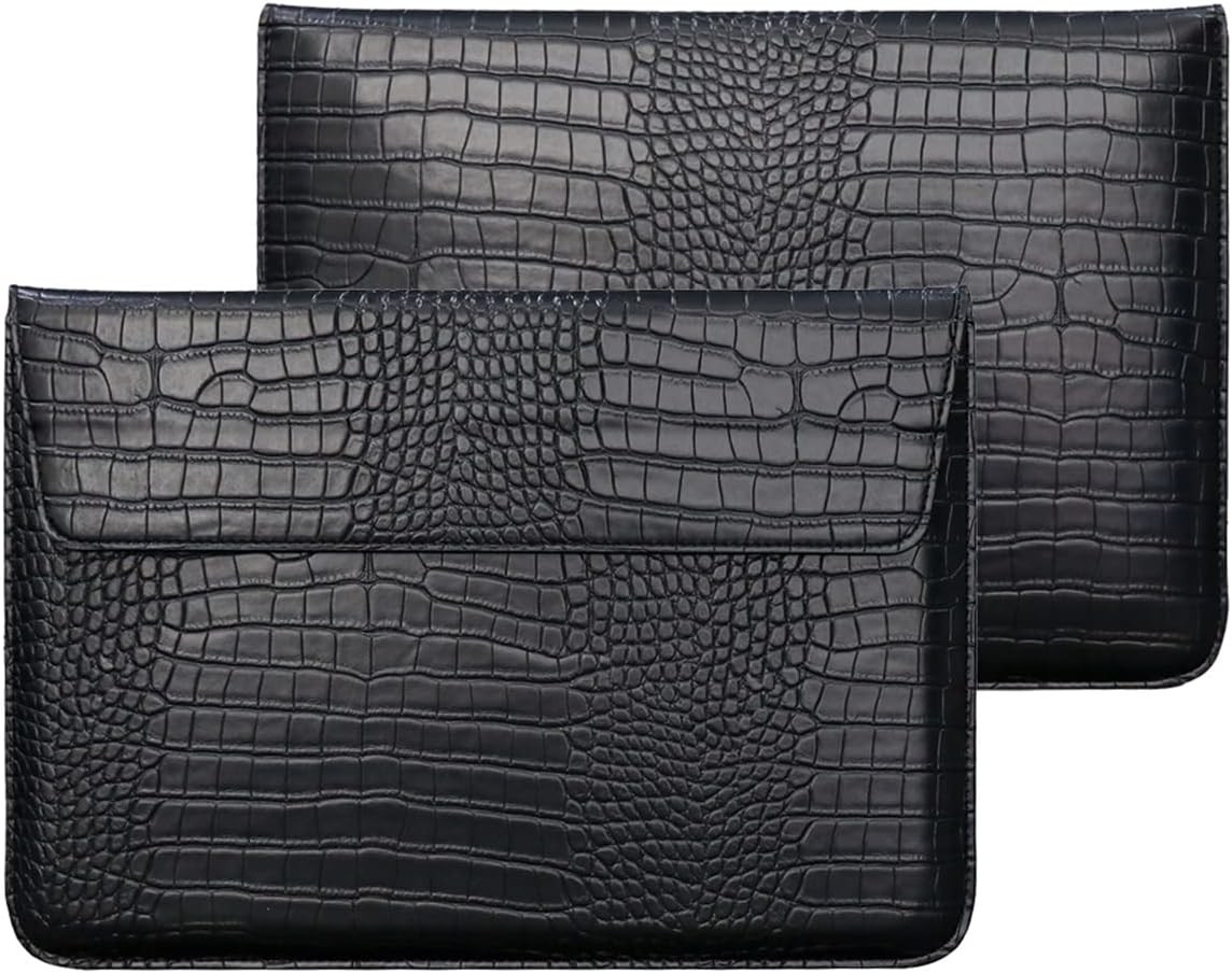 Crocodile Grain PU Leather Flap Style Case Bag Laptop Sleeve for Black 