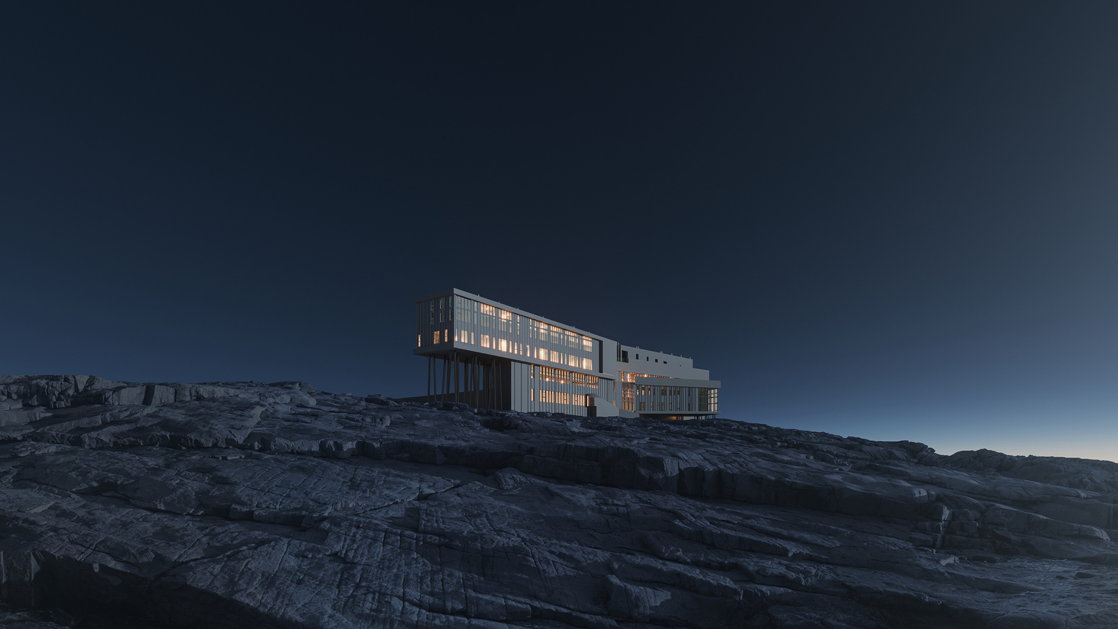 Landscape architecture house night building hills rocks Custom Gaming Mat Desk