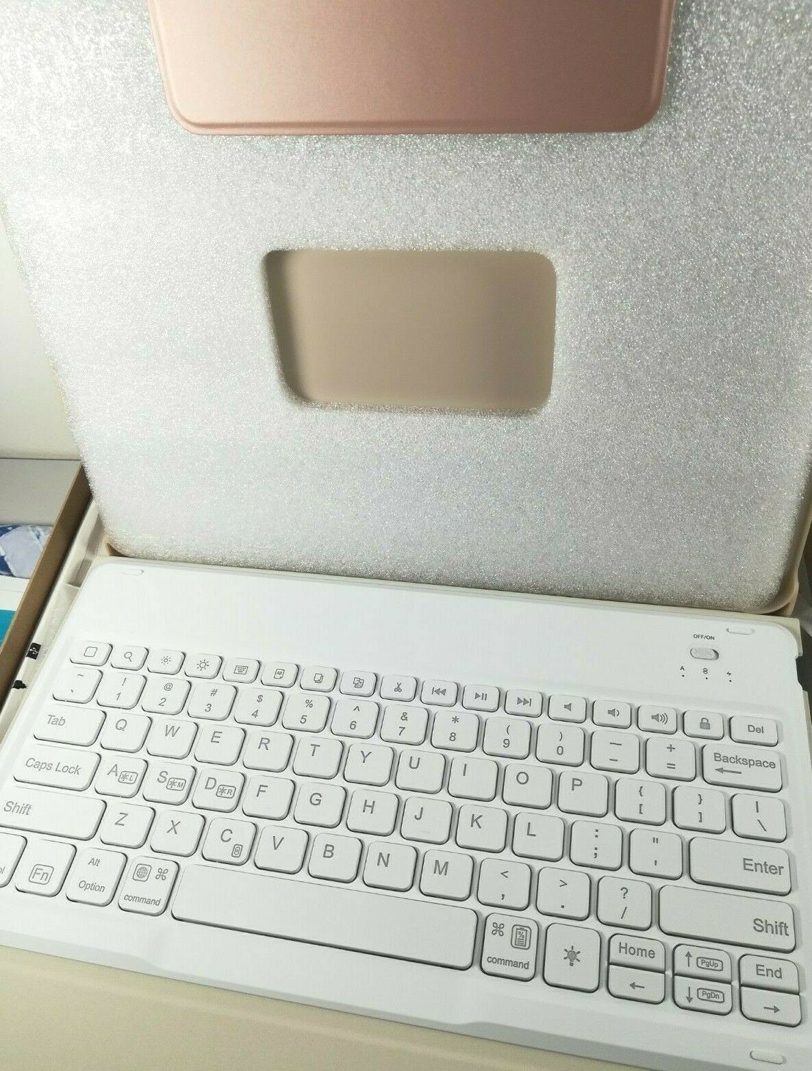 IVSO Wireless Keyboard Folding Case For iPad PRO 12.9 2018, Rose Gold, White