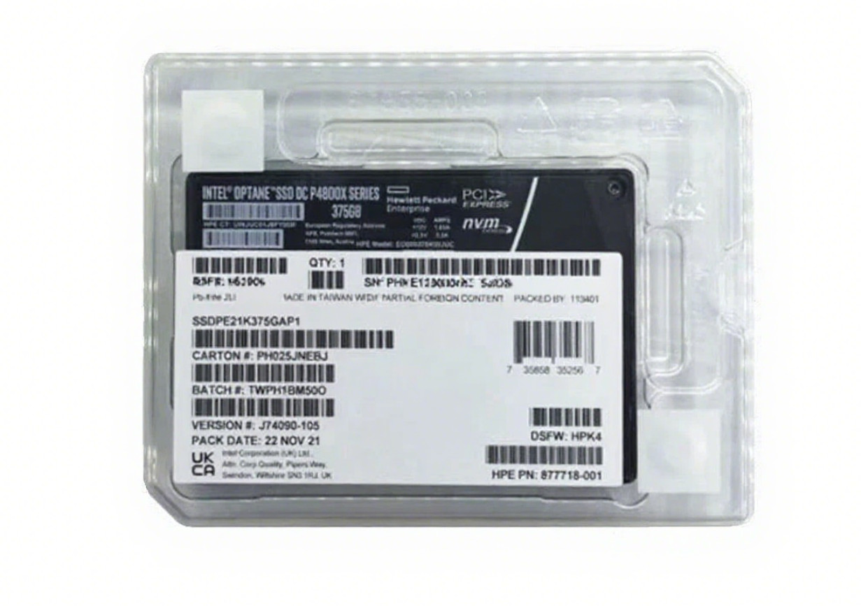 Intel Optane P4800x 375GB SSD U.2 NVME PCIE HP SSDPE21K375GAP1 Solid State Drive