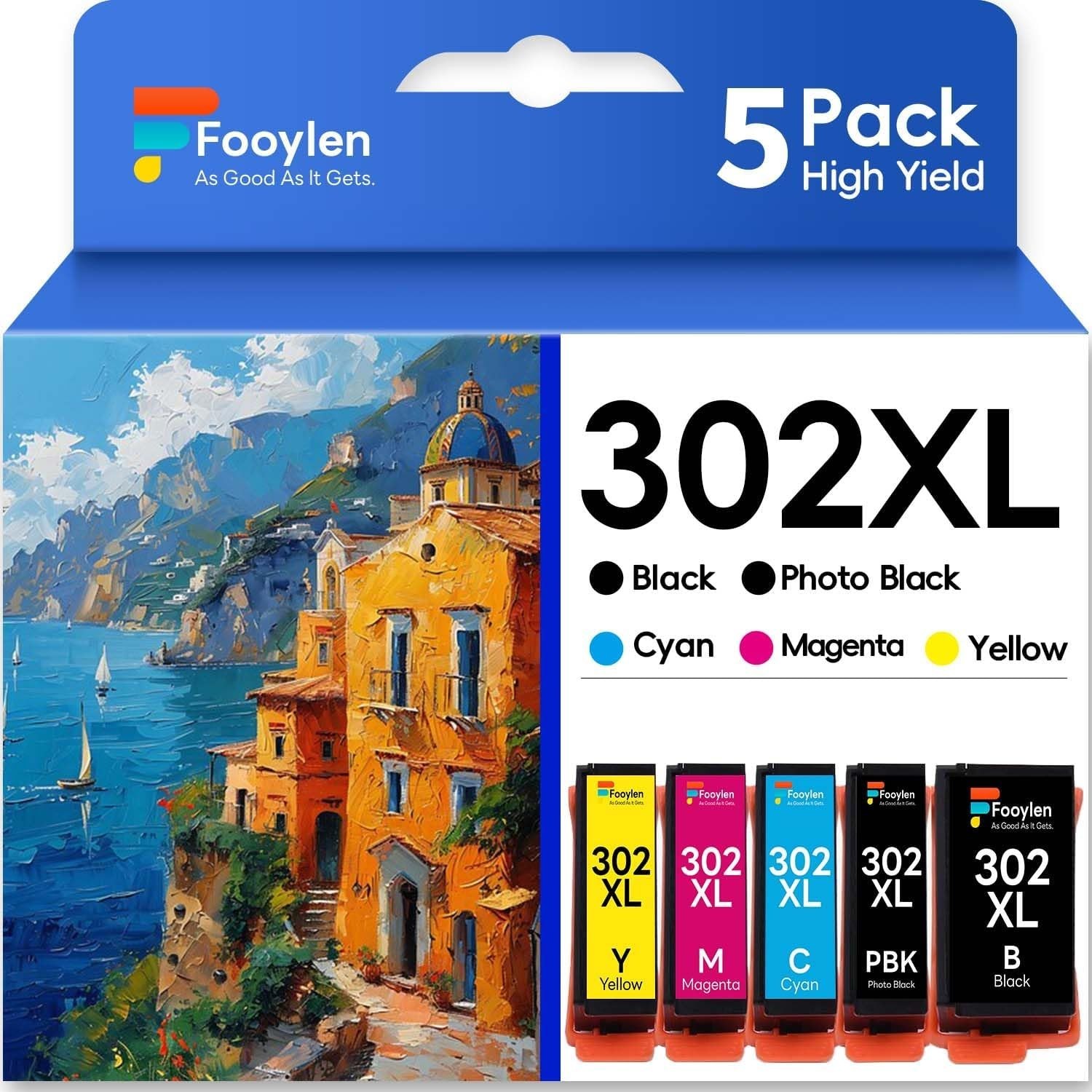 5PK Compatible With 302XL Ink Cartridge For Epson Expression XP-6000 XP-6100
