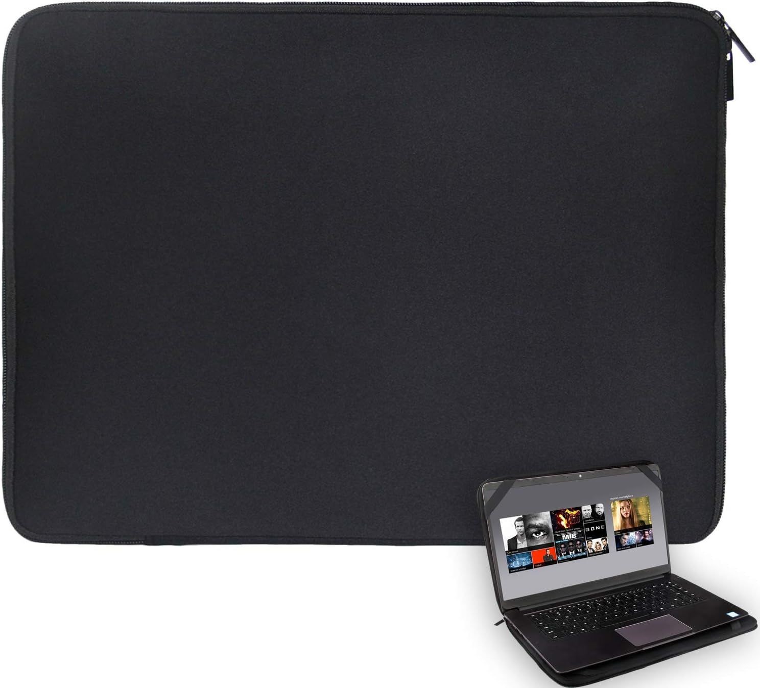 Laptop Sleeve 14 inch Black Water-Resistant Neoprene Notebook Computer Briefcase