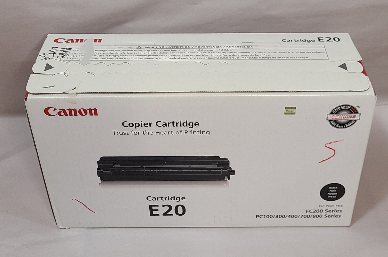 New Genuine Canon E20 Toner Cartridge 1492A002(CA) PC 300/400/500 Series Black