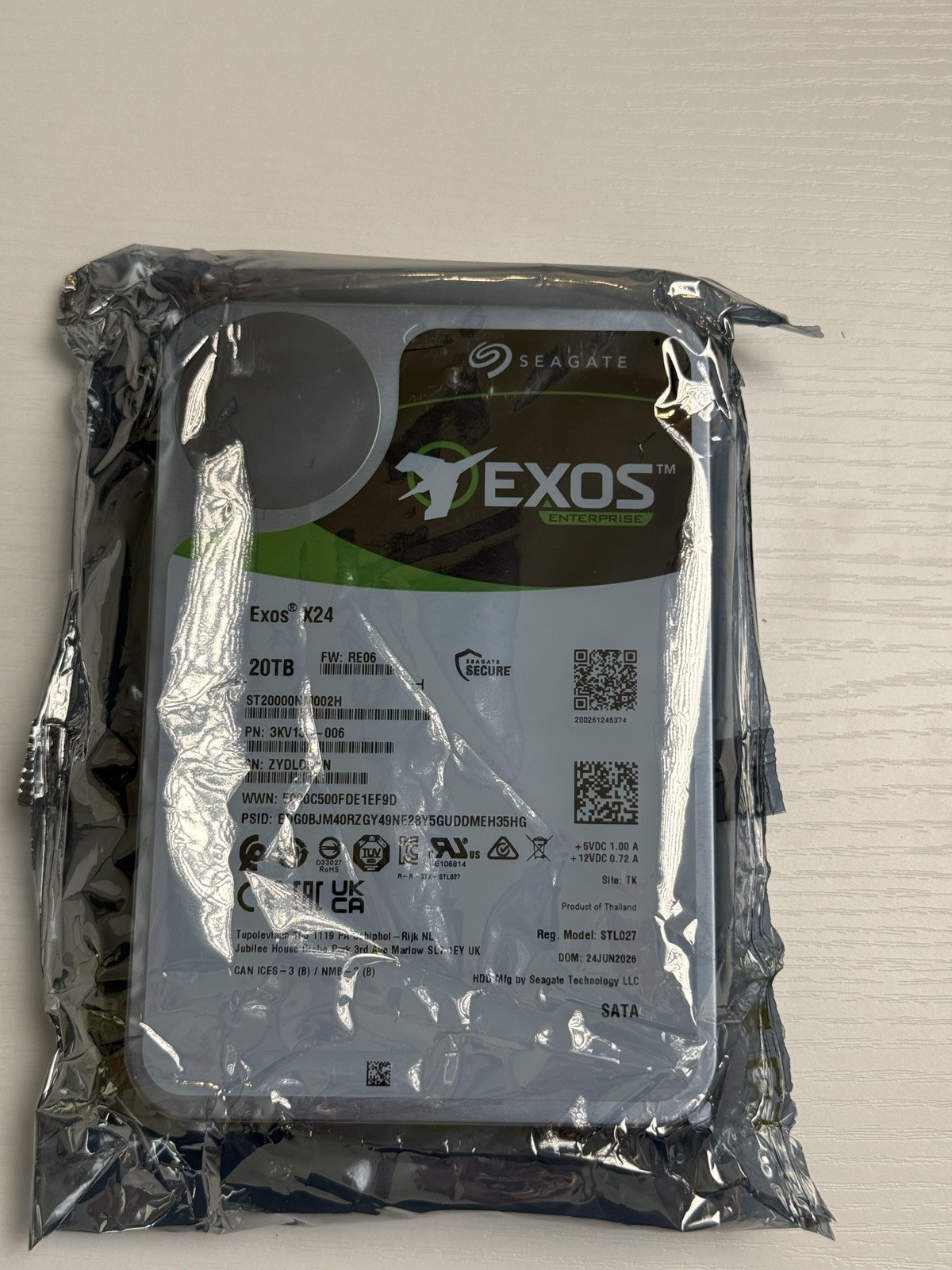 NEW Seagate Exos X24 ST20000NM007H 20TB 3.5" LFF 12Gb SAS 7.2K 512e HDD
