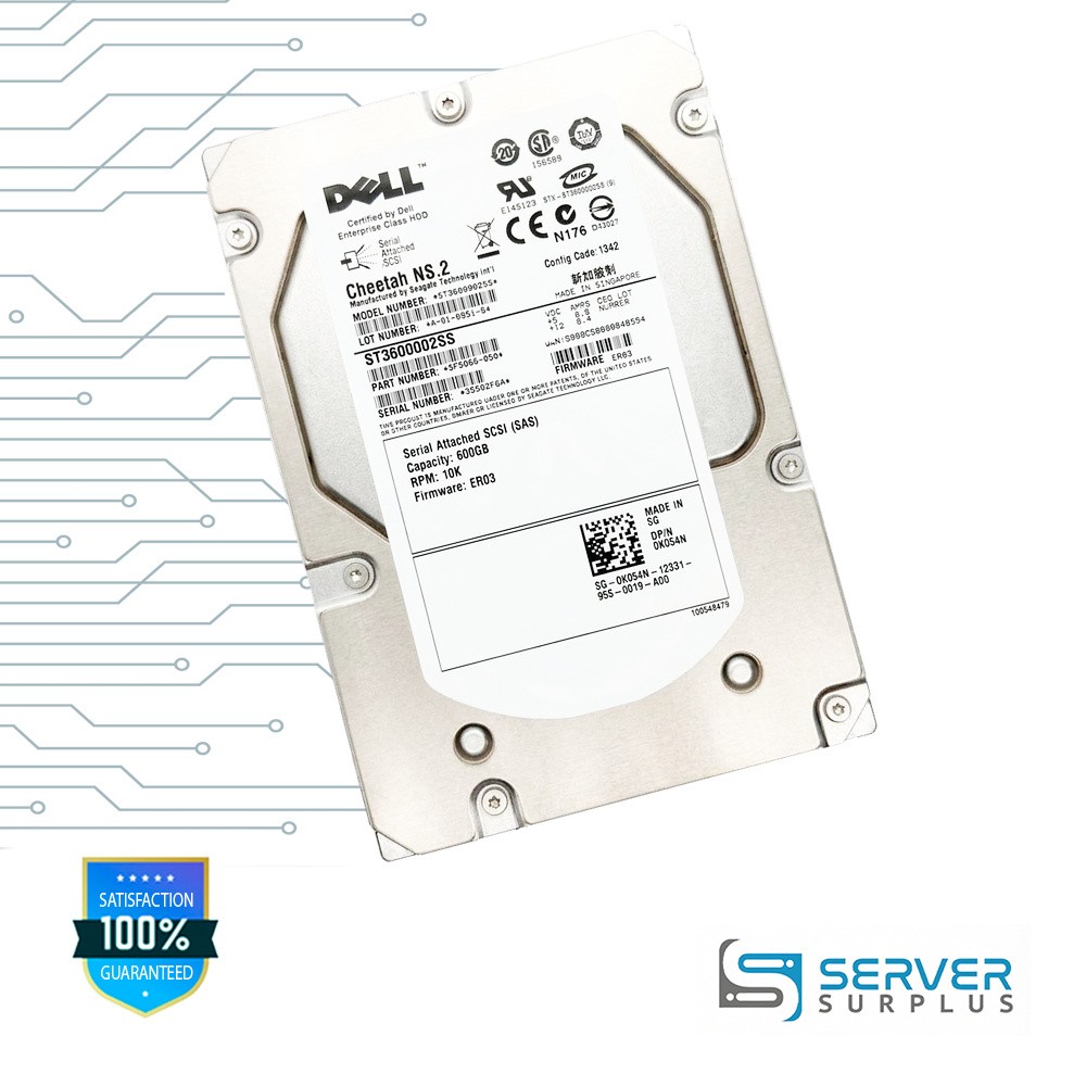 Dell Cheetah NS.2 600GB SAS 10K 3.5 in Enterprise HDD | 0K054N | ST3600002SS