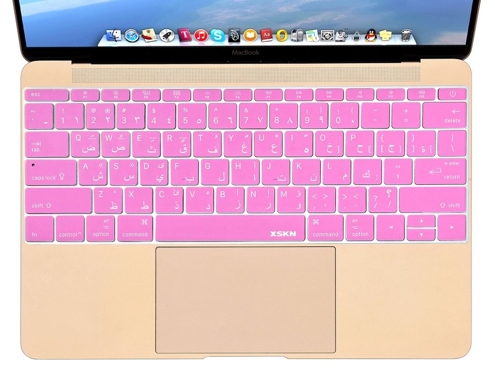 XSKN Arabic Silicone Keyboard Skin Cover for 2015 Released MacBook 12" Pink 
