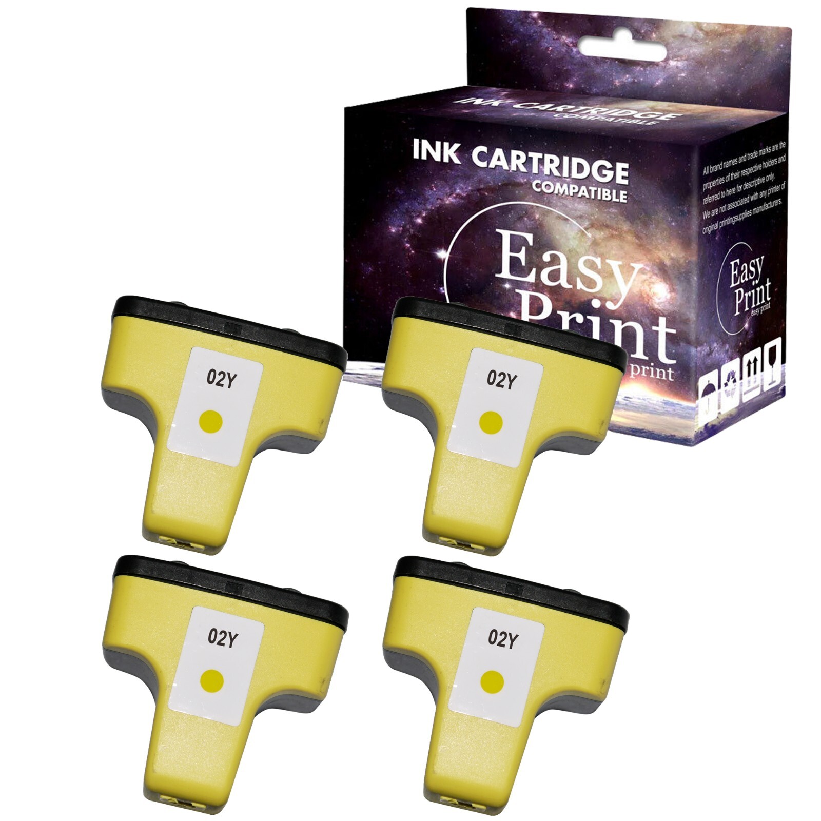 4PK replace for HP 02XL Ink Cartridge for PhotoSmart 3108 3210 D7400 ,4X yellow