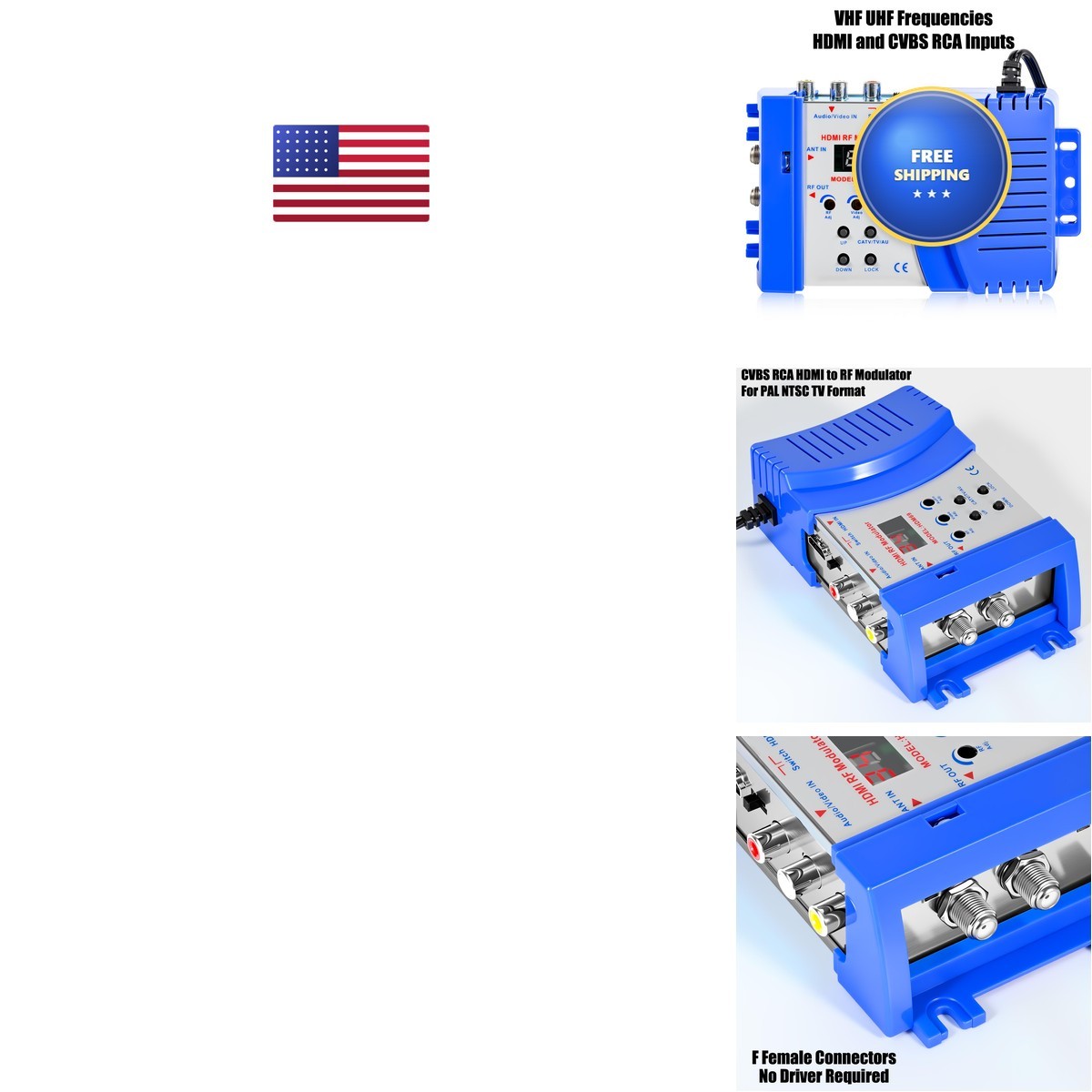 RQG HDMI to RF Modulator VHF UHF PAL NTSC F Female Connectors