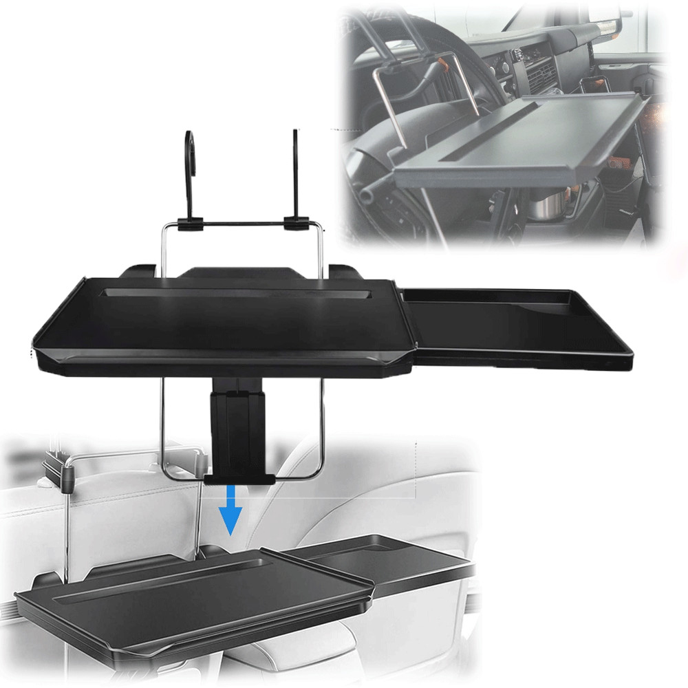 2 in 1 Large Car Steering Wheel Tray Back Seat Headrest Table with Phone Holder