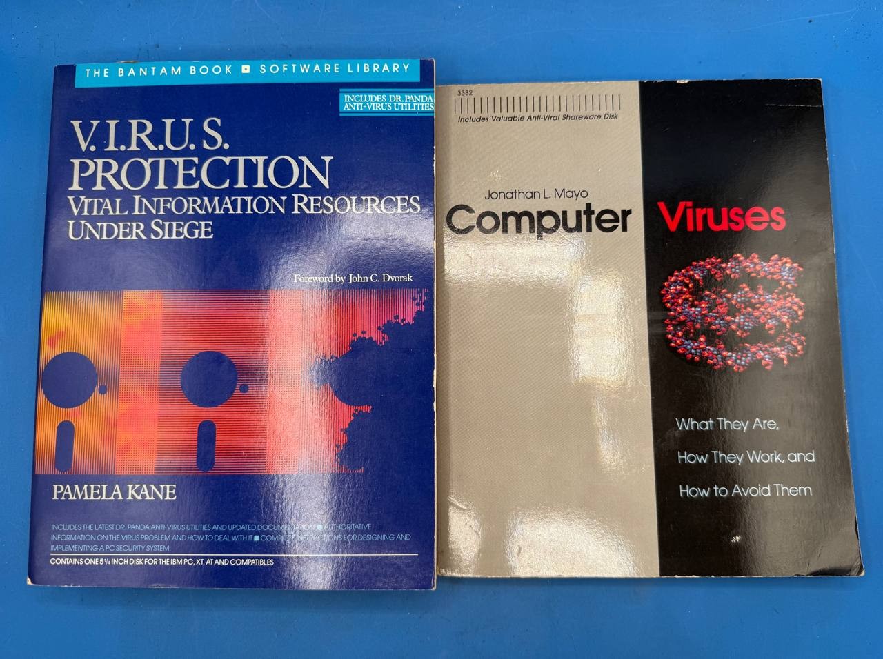 Lot of 2 Vintage Computer Virus Books Pamela Kane Jonathan L Mayo Cybersecurity 
