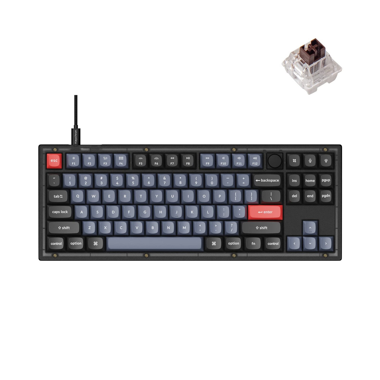 Keychron V3 Wired Custom Mechanical Keyboard Knob Version, TKL QMK/VIA Progra...