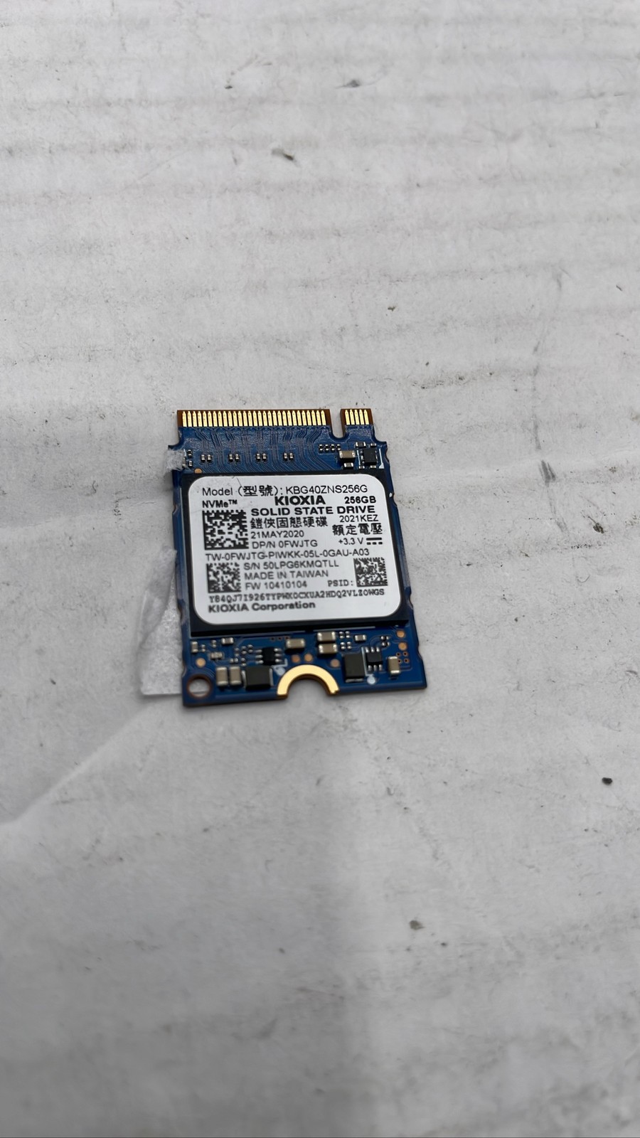Kioxia KBG40ZNS256G 0FWJTG 256GB NVMe M.2 SSD Solid State Drive