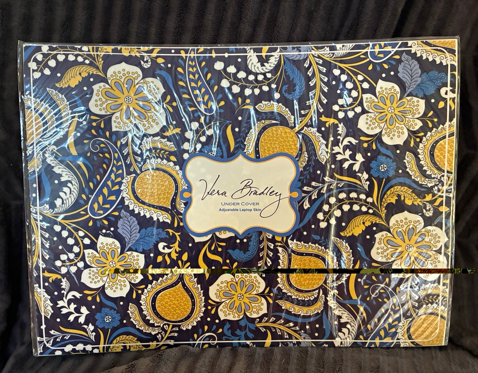 Retired Ellie Blue Vera Bradley Under Cover 15 in Laptop Skin Removable Floral