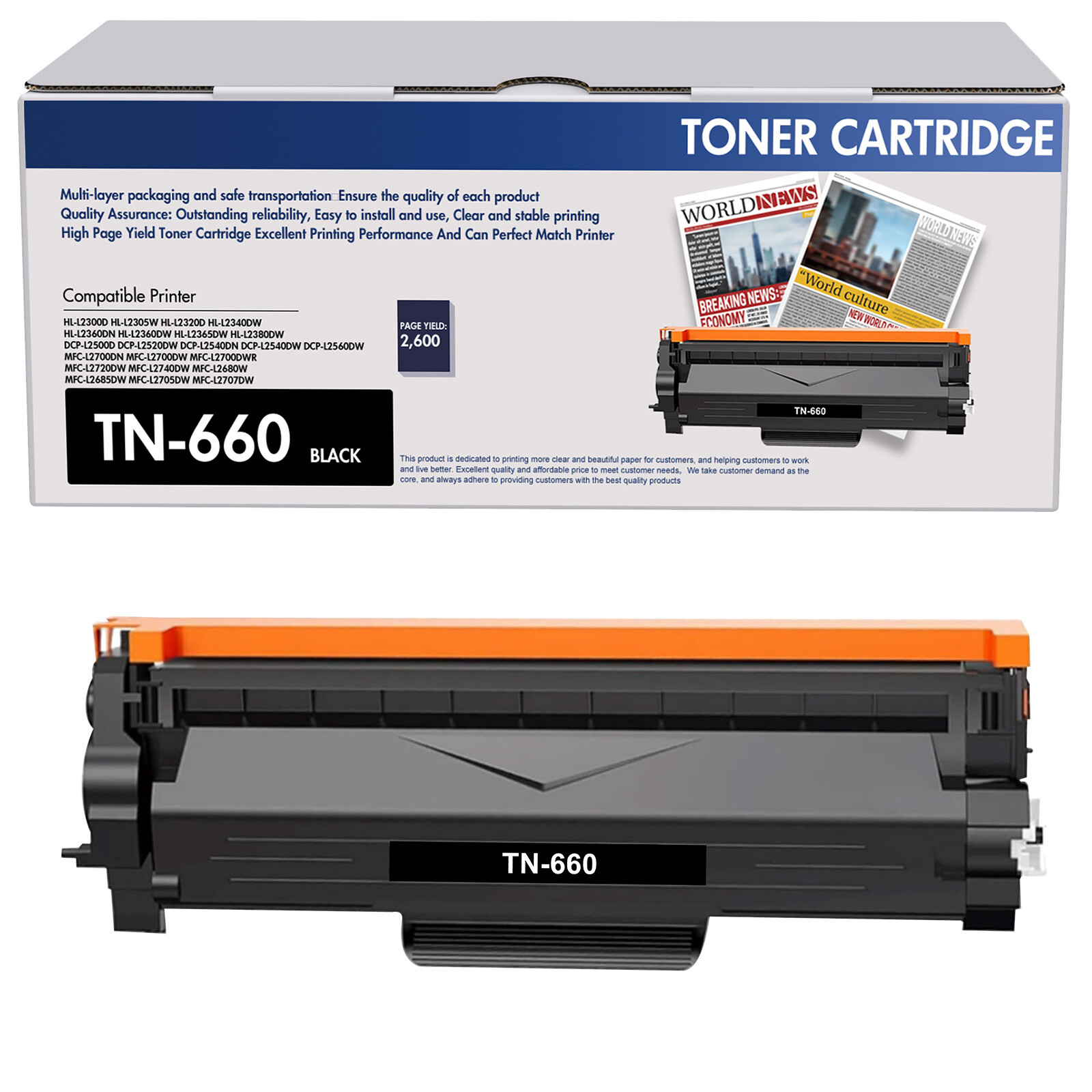 1PK TN660 TN630 Toner Compatible With Brother HL-L2340DW HL-L2360D MFC-L2707DW