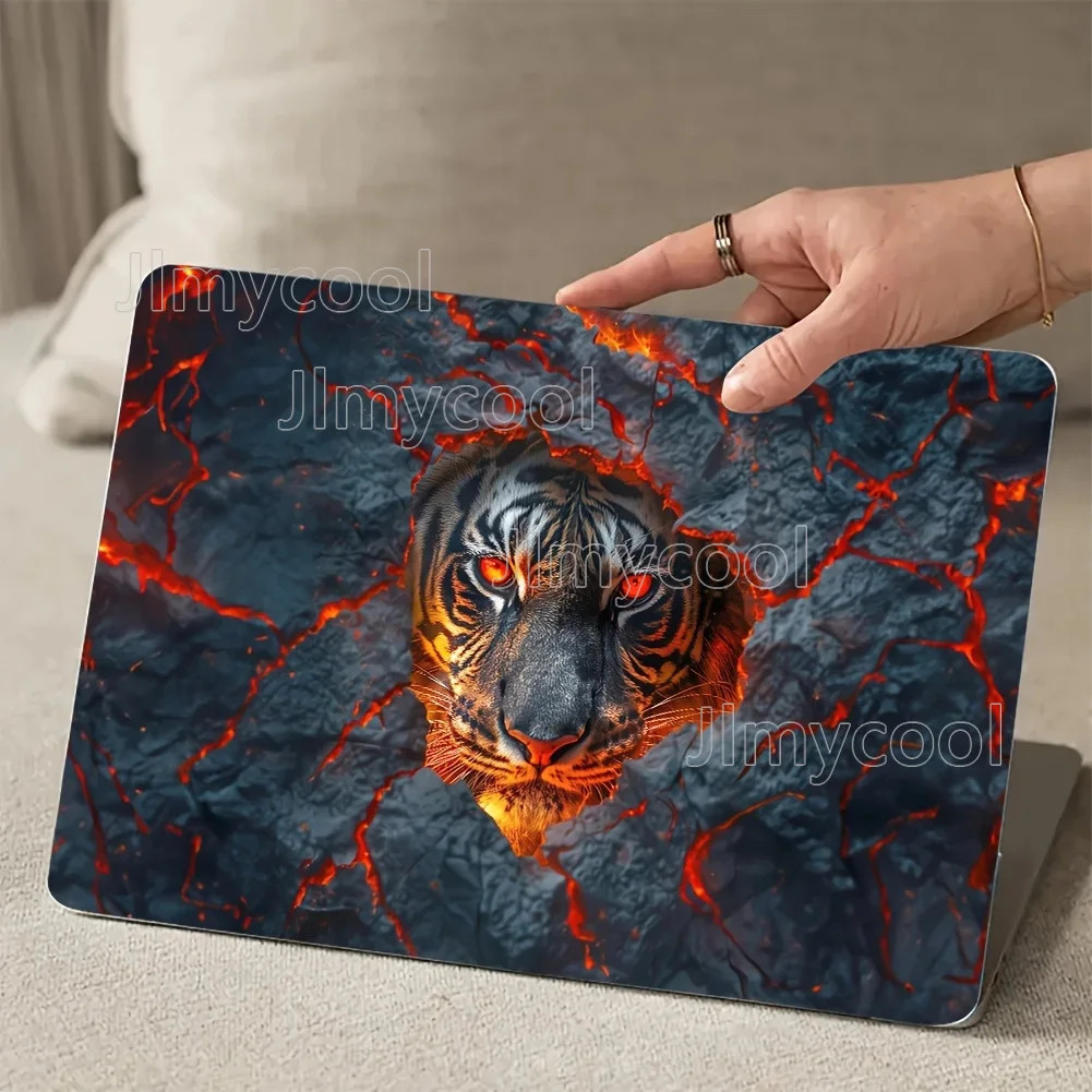 2pcs Cool Black Tiger Pattern Laptop Case PVC Material for 15.35 Inch Motorcycle