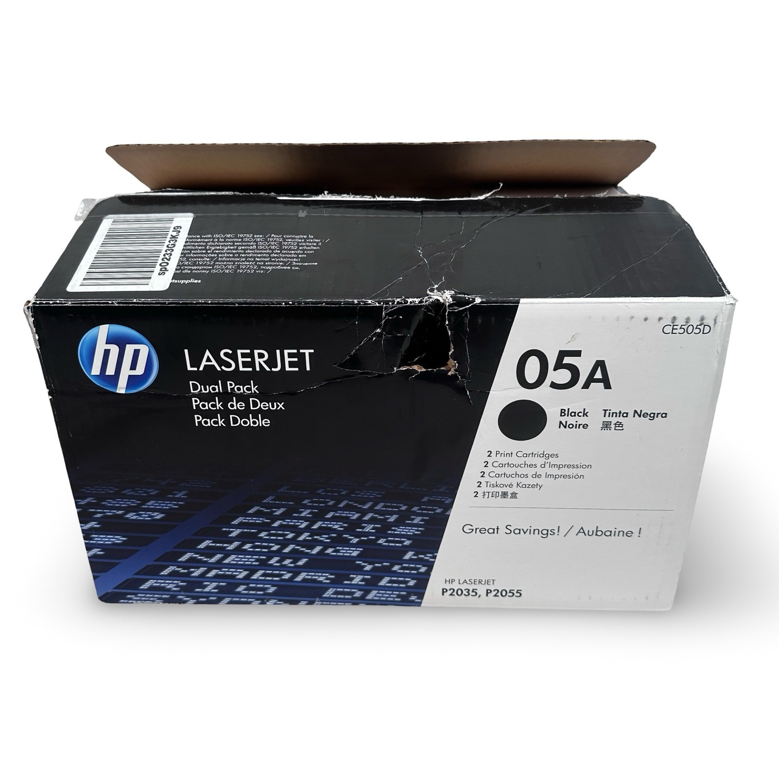 HP 05A Black LaserJet Toner Cartridge 2 Pack CE505D P2055 Genuine NEW OPEN BOX