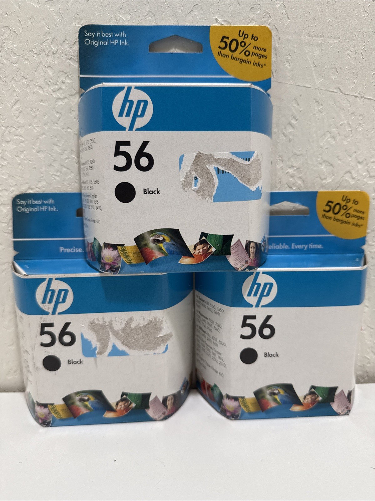 Lot Of 3 New HP 56 Black Ink Cartridge C6656AN Genuine OEM Sealed NOS