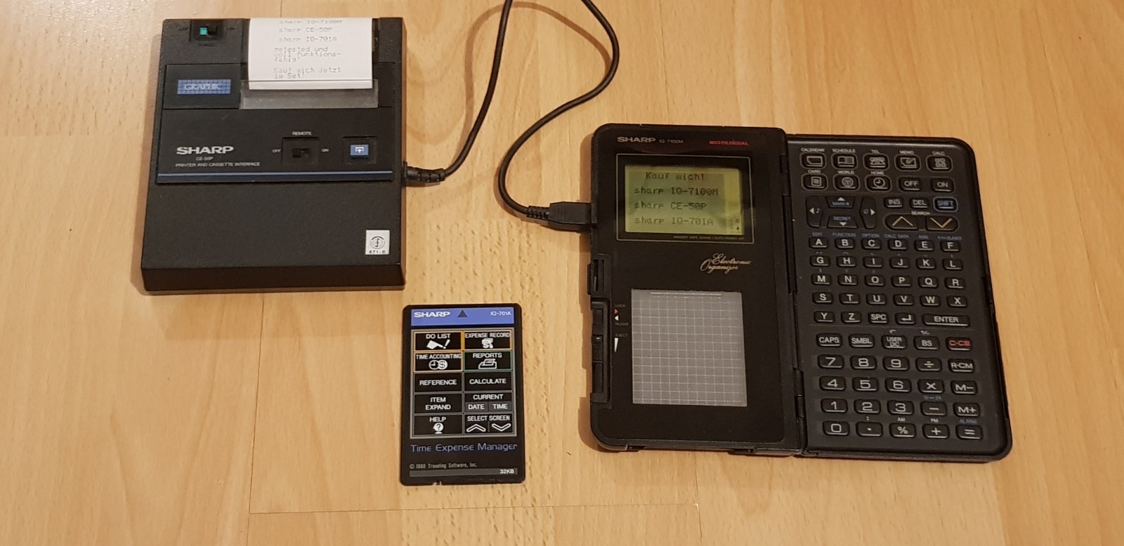 SHARP Vintage Lot: Electronic Organizer IQ-7100M + Printer CE-50P + Module...